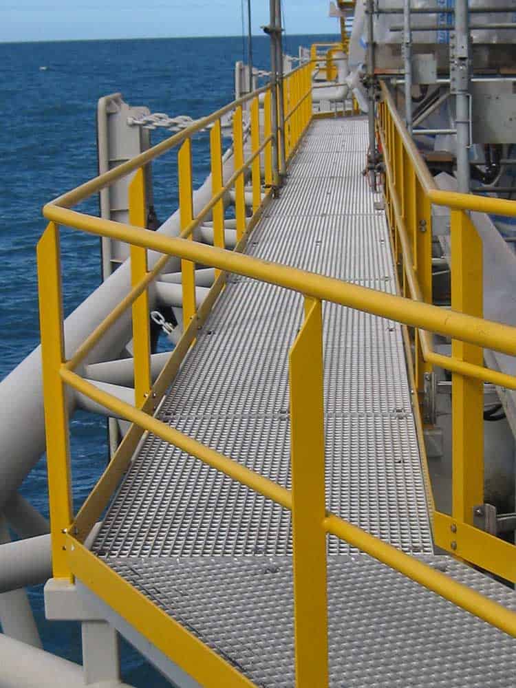 steel grated handrail system